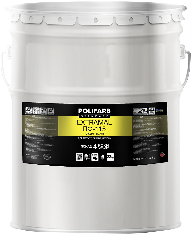 Емаль алкідна Polifarb ExtraMal ПФ-115 білий глянець 22 кг